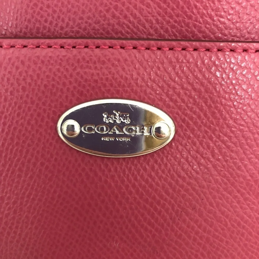 Coach Pink Crossgrain Leather East West Crossbody Bag